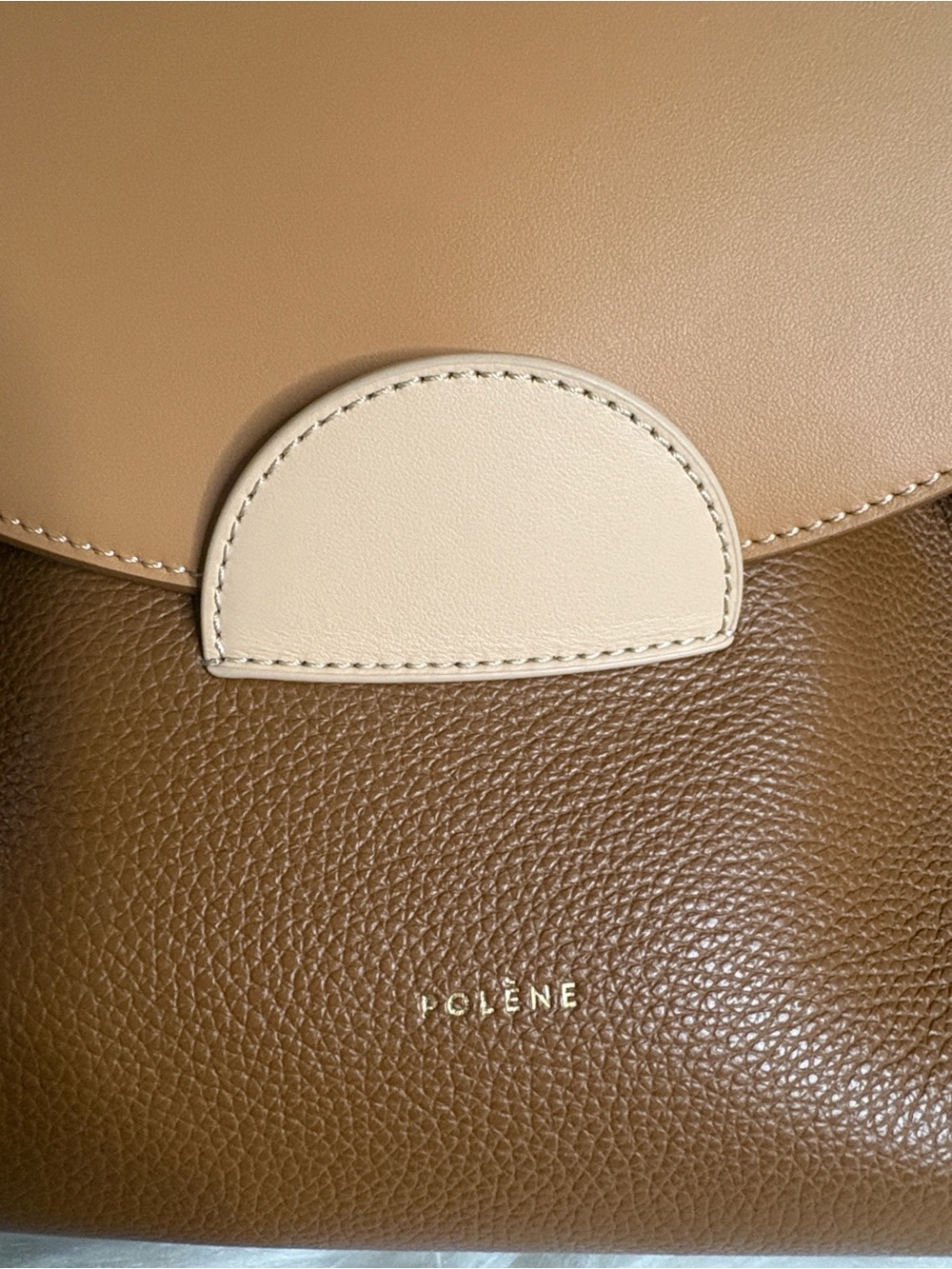 Polene  Numero Un Edition Trio Camel Tan & Cream Leather Crossbody Women's Bag - Picture 8 of 17